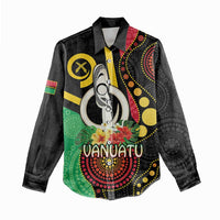 Tamtam Drum Vanuatu Women Casual Shirt Boar Tusk Aboriginal Flag Style LT14 - Polynesian Pride