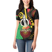 Tamtam Drum Vanuatu Women Polo Shirt Boar Tusk Aboriginal Flag Style
