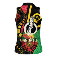 Tamtam Drum Vanuatu Women Sleeveless Polo Shirt Boar Tusk Aboriginal Flag Style