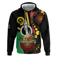 Tamtam Drum Vanuatu Zip Hoodie Boar Tusk Aboriginal Flag Style