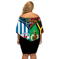 Vanuatu And West Papua Off Shoulder Short Dress Coat Of Arms Mix Flag Style LT14 - Polynesian Pride