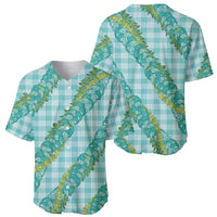 Hawaii Jade Vine Lei Baseball Jersey Aloha Palaka Motif - Turquoise - Polynesian Pride