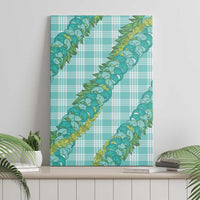 Hawaii Jade Vine Lei Canvas Wall Art Aloha Palaka Motif - Turquoise - Polynesian Pride
