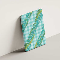 Hawaii Jade Vine Lei Canvas Wall Art Aloha Palaka Motif - Turquoise - Polynesian Pride