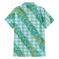 Hawaii Jade Vine Lei Family Matching Long Sleeve Bodycon Dress and Hawaiian Shirt Aloha Palaka Motif - Turquoise - Polynesian Pride