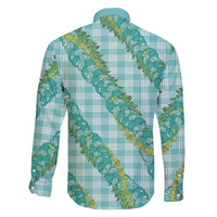 Hawaii Jade Vine Lei Family Matching Puletasi and Hawaiian Shirt Aloha Palaka Motif - Turquoise - Polynesian Pride