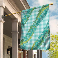 Hawaii Jade Vine Lei Garden Flag Aloha Palaka Motif - Turquoise - Polynesian Pride