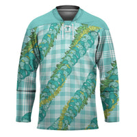 Hawaii Jade Vine Lei Hockey Jersey Aloha Palaka Motif - Turquoise - Polynesian Pride