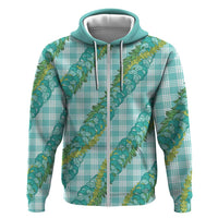 Hawaii Jade Vine Lei Hoodie Aloha Palaka Motif - Turquoise - Polynesian Pride