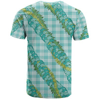 Hawaii Jade Vine Lei T Shirt Aloha Palaka Motif - Turquoise - Polynesian Pride