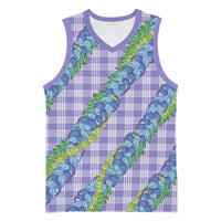Hawaii Jade Vine Lei Basketball Jersey Aloha Palaka Motif - Purple - Polynesian Pride