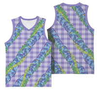 Hawaii Jade Vine Lei Basketball Jersey Aloha Palaka Motif - Purple - Polynesian Pride