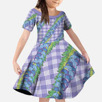 Hawaii Jade Vine Lei Family Matching Short Sleeve Bodycon Dress and Hawaiian Shirt Aloha Palaka Motif - Purple - Polynesian Pride