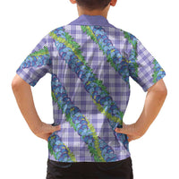 Hawaii Jade Vine Lei Family Matching Summer Maxi Dress and Hawaiian Shirt Aloha Palaka Motif - Purple - Polynesian Pride