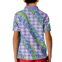 Hawaii Jade Vine Lei Kid Polo Shirt Aloha Palaka Motif - Purple - Polynesian Pride
