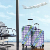 Hawaii Jade Vine Lei Luggage Cover Aloha Palaka Motif - Purple - Polynesian Pride