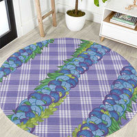 Hawaii Jade Vine Lei Round Carpet Aloha Palaka Motif - Purple - Polynesian Pride