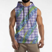 Hawaii Jade Vine Lei Sleeveless Hoodie Aloha Palaka Motif - Purple - Polynesian Pride