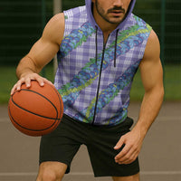 Hawaii Jade Vine Lei Sleeveless Zip Hoodie Aloha Palaka Motif - Purple - Polynesian Pride