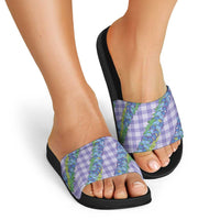 Hawaii Jade Vine Lei Slide Sandals Aloha Palaka Motif - Purple - Polynesian Pride