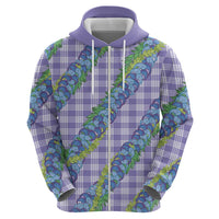 Hawaii Jade Vine Lei Zip Hoodie Aloha Palaka Motif - Purple - Polynesian Pride