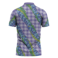 Hawaii Jade Vine Lei Zipper Polo Shirt Aloha Palaka Motif - Purple - Polynesian Pride