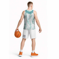 Jade Vine Lei Hawaii Basketball Jersey Aloha Seamless Tropical Leaves - Polynesian Pride