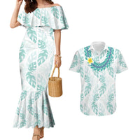 Jade Vine Lei Hawaii Couples Matching Mermaid Dress and Hawaiian Shirt Aloha Seamless Tropical Leaves - Polynesian Pride