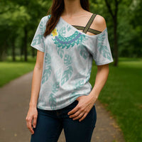 Jade Vine Lei Hawaii Cross Shoulder Shirt Aloha Seamless Tropical Leaves - Polynesian Pride