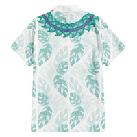 Jade Vine Lei Hawaii Family Matching Off The Shoulder Long Sleeve Dress and Hawaiian Shirt Aloha Seamless Tropical Leaves - Polynesian Pride