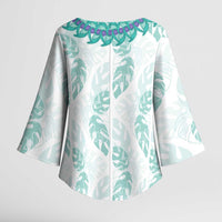 Jade Vine Lei Hawaii Kimono Sleeve Blouse Aloha Seamless Tropical Leaves - Polynesian Pride