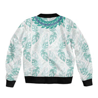 Jade Vine Lei Hawaii Sleeve Zip Bomber Jacket Aloha Seamless Tropical Leaves - Polynesian Pride
