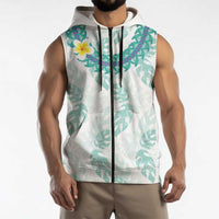 Jade Vine Lei Hawaii Sleeveless Zip Hoodie Aloha Seamless Tropical Leaves - Polynesian Pride
