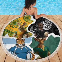 Rugby 2025 Championship Beach Blanket Southern Hemisphere Countries Mascots - Polynesian Pride