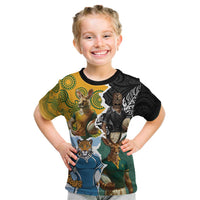 Personalised Rugby 2025 Championship Kid T Shirt Southern Hemisphere Countries Mascots - Polynesian Pride