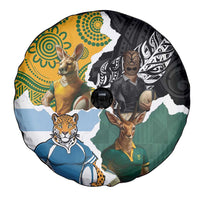 Rugby 2025 Championship Spare Tire Cover Southern Hemisphere Countries Mascots - Polynesian Pride