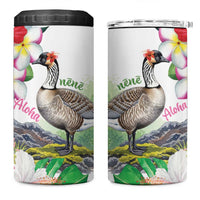 Aloha Hawaii Nene Goose 4 in 1 Can Cooler Tumbler Tropical Flowers Watercolor Stylized - Polynesian Pride