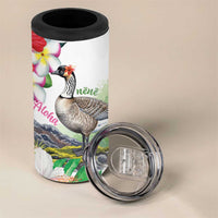Aloha Hawaii Nene Goose 4 in 1 Can Cooler Tumbler Tropical Flowers Watercolor Stylized - Polynesian Pride