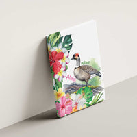 Aloha Hawaii Nene Goose Canvas Wall Art Tropical Flowers Watercolor Stylized - Polynesian Pride