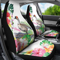 Aloha Hawaii Nene Goose Car Seat Cover Tropical Flowers Watercolor Stylized - Polynesian Pride