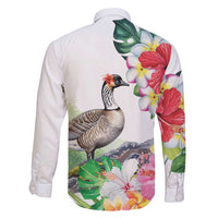 Aloha Hawaii Nene Goose Family Matching Off Shoulder Maxi Dress and Hawaiian Shirt Tropical Flowers Watercolor Stylized - Polynesian Pride