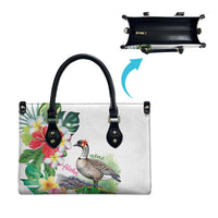 Aloha Hawaii Nene Goose Leather Bag Tropical Flowers Watercolor Stylized - Polynesian Pride