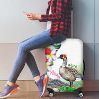 Aloha Hawaii Nene Goose Luggage Cover Tropical Flowers Watercolor Stylized - Polynesian Pride