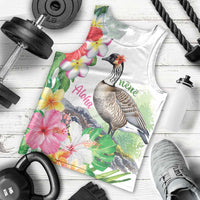 Aloha Hawaii Nene Goose Men Tank Top Tropical Flowers Watercolor Stylized - Polynesian Pride