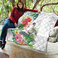 Aloha Hawaii Nene Goose Quilt Tropical Flowers Watercolor Stylized - Polynesian Pride