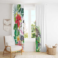 Aloha Hawaii Nene Goose Window Curtain Tropical Flowers Watercolor Stylized - Polynesian Pride