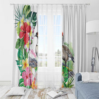 Aloha Hawaii Nene Goose Window Curtain Tropical Flowers Watercolor Stylized - Polynesian Pride
