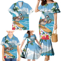 Aloha Hawaii Shaka Nene Goose Family Matching Mermaid Dress and Hawaiian Shirt Surfing Take It Easy - Polynesian Pride