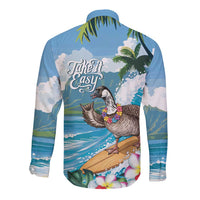 Aloha Hawaii Shaka Nene Goose Long Sleeve Button Shirt Surfing Take It Easy - Polynesian Pride