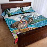 Aloha Hawaii Shaka Nene Goose Quilt Bed Set Surfing Take It Easy - Polynesian Pride